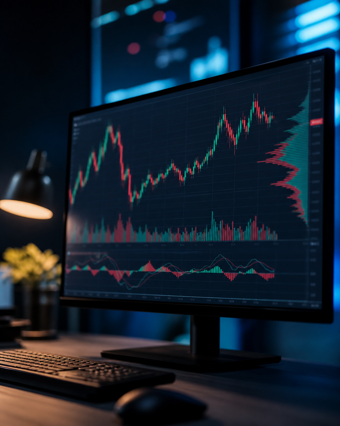 Professional trading screen with market charts